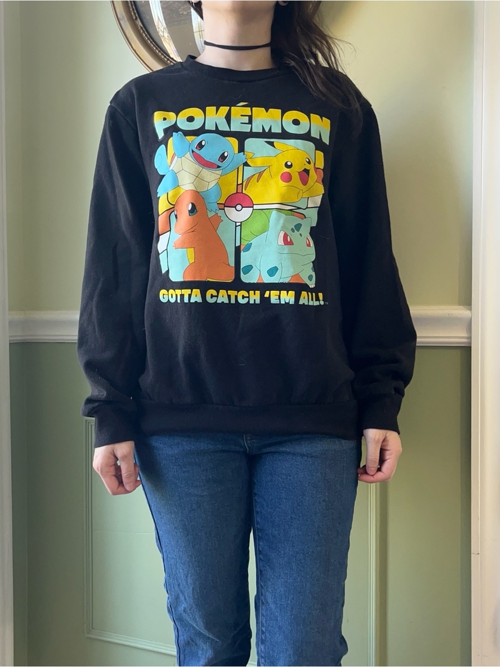 Pokemon black crew neck sweatshirt